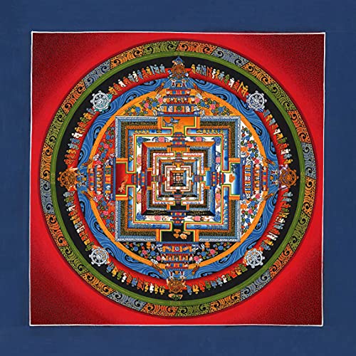 Mandala Kalachakra Druck Kunstdruck religiöses Wandbild Reproduktion blau 60x60 cm von Mandala Reproduktion