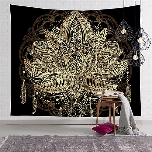 Wandteppich Mandala Golden Brown Wandtuch Home Deko Wandbehang für Schlafzimmer Wohnzimmer Wohnheim Wandteppich Aesthetic Tapestry Wandkunst Wand Teppiche (150x100cm) von Mandala