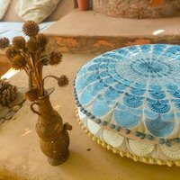 Großes Meditationskissen Bezug Großes Bodenkissen Mandala Boho Dekor Möbel Für Kinderzimmer Runder Pouf Vintage von MandalaLifeART