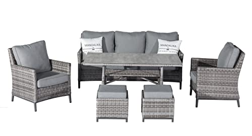 Mandalika Garden Dining Lounge Set Ancona Furniture, Aluminium, Polyrattan, Artic Grey, Groß von Mandalika Garden