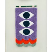 Die Drei Augen, Lebendige Getuftete Wandbehang, Meditation, Handgemachtes Buntes Tufting, Handgemachter Getufteter Teppich, Modernes Wohndekor von MandariiniFibers