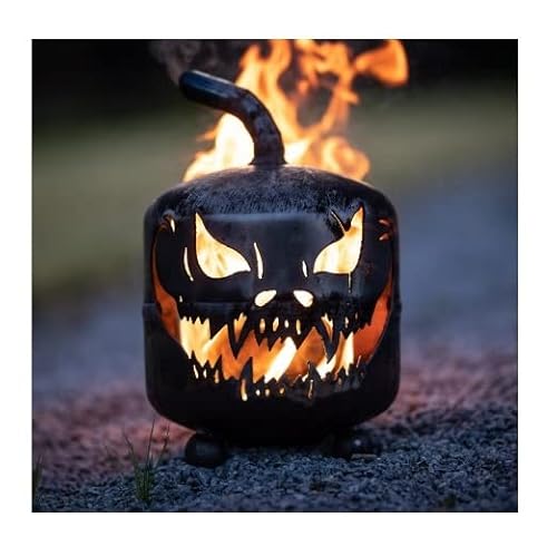 Halloween Kürbis aus Metall Feuerstelle Feuerkorb Fackel Dekoration von Mandelu