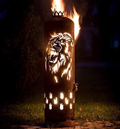 Mandelu Feuerstelle Feuertonne Löwe brüllend von Mandelu