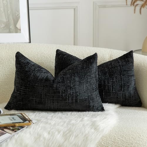 Mandioo 2er Set Chenille Kissenbezug Dekorativer Kissenbezüge Gemütlicher weichen Kissenhülle Sofakissen Dekokissen Couchkissen Zierkissenbezug Schlafzimmer Wohnzimmer 40x80 cm Schwarz Mandioo 2er Set Chenille Kissenbezug Dekorativer Kissenbezüge Gemütlicher weichen Kissenhülle Sofakissen Dekokissen Couchkissen Zierkissenbezug Schlafzimmer Wohnzimmer 40x80 cm Schwarz von Mandioo