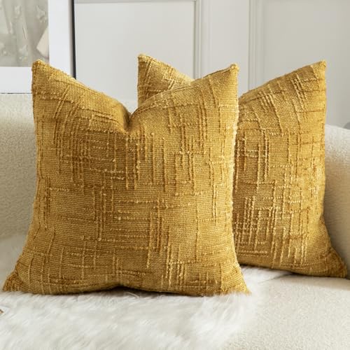 Mandioo 2er Set Chenille Kissenbezug Dekorativer Kissenbezüge Gemütlicher weichen Kissenhülle Sofakissen Dekokissen Couchkissen Zierkissenbezug Schlafzimmer Wohnzimmer 65x65 cm Ingwer von Mandioo