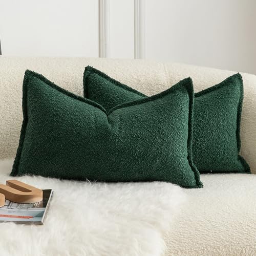 Mandioo 2er Set Dekorativer Kissenbezug Woven Textured Sofakissen Dekokissen Kissenbezüge Super Soft Premium Simple Design Wurfkissenbezug Schlafzimmer Wohnzimmer Grün 30x50cm von Mandioo
