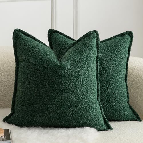 Mandioo 2er Set Dekorativer Kissenbezug Woven Textured Sofakissen Dekokissen Kissenbezüge Super Soft Premium Simple Design Wurfkissenbezug Schlafzimmer Wohnzimmer Grün 45x45cm von Mandioo