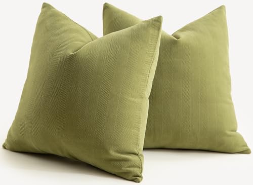 Mandioo 2er Set Kissenbezug 40x40 cm Olivgrün Chenille Kissenbezüge weich Gemütlich langlebig modern Zierkissenbezug Dekokissen Kissenhülle für Sofa Wohnzimmer Schlafzimmer von Mandioo