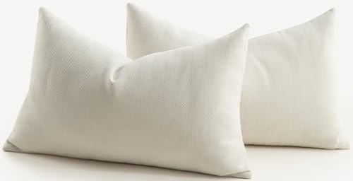 Mandioo 2er Set Kissenbezug 40x60 cm Cremeweiß Chenille Kissenbezüge weich Gemütlich langlebig modern Zierkissenbezug Dekokissen Kissenhülle für Sofa Wohnzimmer Schlafzimmer von Mandioo
