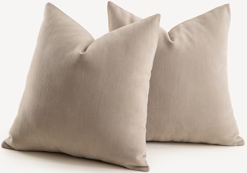 Mandioo 2er Set Kissenbezug 45x45 cm Graubraun Chenille Kissenbezüge weich Gemütlich langlebig modern Zierkissenbezug Dekokissen Kissenhülle für Sofa Wohnzimmer Schlafzimmer von Mandioo