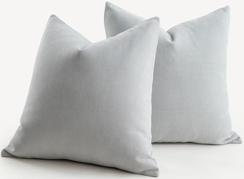 Mandioo 2er Set Kissenbezug 45x45 cm Hellgrau Chenille Kissenbezüge weich Gemütlich langlebig modern Zierkissenbezug Dekokissen Kissenhülle für Sofa Wohnzimmer Schlafzimmer von Mandioo