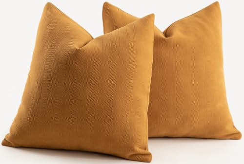 Mandioo 2er Set Kissenbezug 50x50 cm Ingwer Chenille Kissenbezüge weich Gemütlich langlebig modern Zierkissenbezug Dekokissen Kissenhülle für Sofa Wohnzimmer Schlafzimmer von Mandioo
