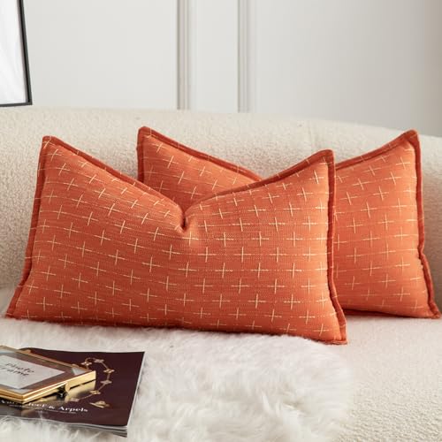 Mandioo 2er Set Kissenbezug Hanftuch Weben Textur Modern Bauernhaus Kissenbezüge Kissenhülle Dekorieren Zierkissenbezug Sie Wohnzimmer Sofa Schlafzimmer Bett 30x50cm Orange Mandioo 2er Set Kissenbezug Hanftuch Weben Textur Modern Bauernhaus Kissenbezüge Kissenhülle Dekorieren Zierkissenbezug Sie Wohnzimmer Sofa Schlafzimmer Bett 30x50cm Orange von Mandioo