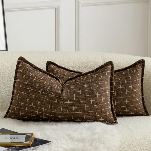 Mandioo 2er Set Kissenbezug Hanftuch Weben Textur Modern Bauernhaus Kissenbezüge Kissenhülle Dekorieren Zierkissenbezug Sie Wohnzimmer Sofa Schlafzimmer Bett 30x50cm Tiefbraun Mandioo 2er Set Kissenbezug Hanftuch Weben Textur Modern Bauernhaus Kissenbezüge Kissenhülle Dekorieren Zierkissenbezug Sie Wohnzimmer Sofa Schlafzimmer Bett 30x50cm Tiefbraun von Mandioo