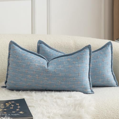 Mandioo 2er Set Kissenbezug Hanftuch Weben Textur Modern Bauernhaus Kissenbezüge Kissenhülle Dekorieren Zierkissenbezug Sie Wohnzimmer Sofa Schlafzimmer Bett 40x80cm Blau Mandioo 2er Set Kissenbezug Hanftuch Weben Textur Modern Bauernhaus Kissenbezüge Kissenhülle Dekorieren Zierkissenbezug Sie Wohnzimmer Sofa Schlafzimmer Bett 40x80cm Blau von Mandioo