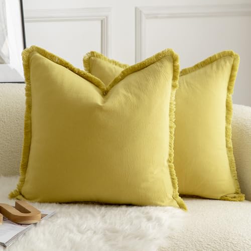 Mandioo 2er Set neutralen Baumwolle Quasten Kissenbezug 40x40cm Dekorative Kissenbezüge Dekokissen Boho Sofakissen Kissenhülle für Couch Sofa Schlafzimmer Wohnzimmer Heimdekoration Senfgelb Mandioo 2er Set neutralen Baumwolle Quasten Kissenbezug 40x40cm Dekorative Kissenbezüge Dekokissen Boho Sofakissen Kissenhülle für Couch Sofa Schlafzimmer Wohnzimmer Heimdekoration Senfgelb von Mandioo