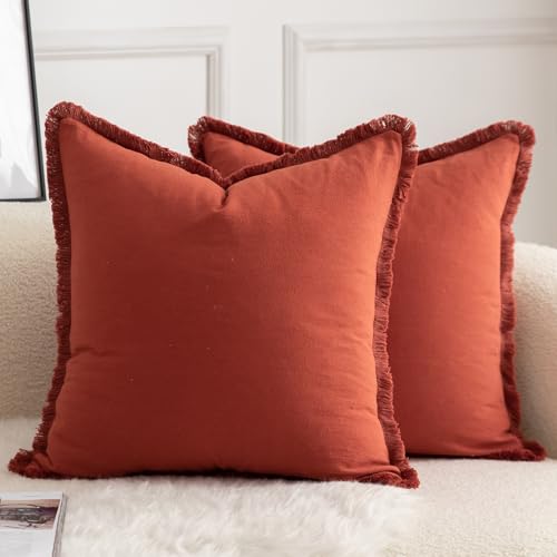 Mandioo 2er Set neutralen Baumwolle Quasten Kissenbezug 45x45cm Dekorative Kissenbezüge Dekokissen Boho Sofakissen Kissenhülle für Couch Sofa Schlafzimmer Wohnzimmer Heimdekoration Gebrannter Ziegel Mandioo 2er Set neutralen Baumwolle Quasten Kissenbezug 45x45cm Dekorative Kissenbezüge Dekokissen Boho Sofakissen Kissenhülle für Couch Sofa Schlafzimmer Wohnzimmer Heimdekoration Gebrannter Ziegel von Mandioo