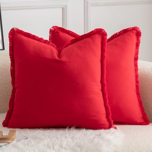 Mandioo 2er Set neutralen Baumwolle Quasten Kissenbezug 45x45cm Dekorative Kissenbezüge Dekokissen Boho Sofakissen Kissenhülle für Couch Sofa Schlafzimmer Wohnzimmer Heimdekoration Rot Mandioo 2er Set neutralen Baumwolle Quasten Kissenbezug 45x45cm Dekorative Kissenbezüge Dekokissen Boho Sofakissen Kissenhülle für Couch Sofa Schlafzimmer Wohnzimmer Heimdekoration Rot von Mandioo