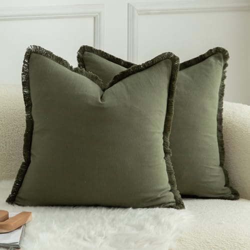 Mandioo 2er Set neutralen Baumwolle Quasten Kissenbezug 60x60cm Dekorative Kissenbezüge Dekokissen Boho Sofakissen Kissenhülle für Couch Sofa Schlafzimmer Wohnzimmer Heimdekoration Olivgrün Mandioo 2er Set neutralen Baumwolle Quasten Kissenbezug 60x60cm Dekorative Kissenbezüge Dekokissen Boho Sofakissen Kissenhülle für Couch Sofa Schlafzimmer Wohnzimmer Heimdekoration Olivgrün von Mandioo