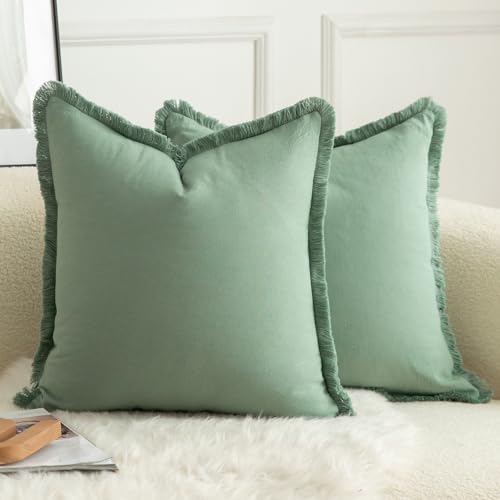 Mandioo 2er Set neutralen Baumwolle Quasten Kissenbezug 65x65cm Dekorative Kissenbezüge Dekokissen Boho Sofakissen Kissenhülle für Couch Sofa Schlafzimmer Wohnzimmer Heimdekoration Salbei Grün Mandioo 2er Set neutralen Baumwolle Quasten Kissenbezug 65x65cm Dekorative Kissenbezüge Dekokissen Boho Sofakissen Kissenhülle für Couch Sofa Schlafzimmer Wohnzimmer Heimdekoration Salbei Grün von Mandioo