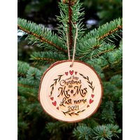 Unser Erstes Weihnachten Als Mr. Und Mrs. Custom 2024 Holzscheiben Ornament von Mandis4UCreations