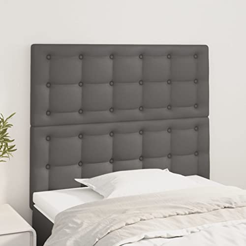 2 STK. Kopfteile Grau 90x5x78/88 cm, Höhenverstellbares Kunstleder Bett Kopfteil Set, Langlebiges Schlafzimmer Wandpolster für Komfort und Stil von Mandloder
