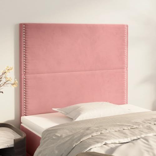 2 STK. Rosa Samt Kopfteile, 90x5x78/88 cm, Höhenverstellbar für Bett, Luxuriöses Wandpaneel, Elegantes Design mit Nieten, Weiches Rückenpolster für Schlafzimmer 2 STK. Rosa Samt Kopfteile, 90x5x78/88 cm, Höhenverstellbar für Bett, Luxuriöses Wandpaneel, Elegantes Design mit Nieten, Weiches Rückenpolster für Schlafzimmer von Mandloder
