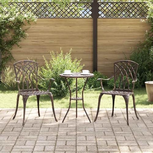 2er Set Gartenstühle Bronzefarben, Aluminium Outdoor Stühle mit Armlehnen, 55x56,5x91cm Metall Gartenmöbel für Terrasse und Balkon von Mandloder