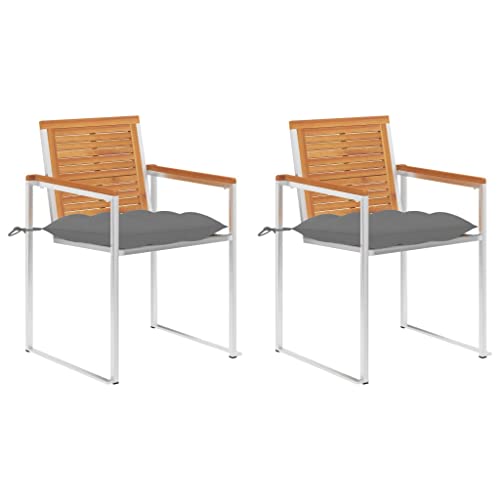 2er Set Gartenstühle mit Kissen, Massivholz Akazie Ölfinish und Edelstahl 304, Robuste Outdoor Stühle für Terrasse Essbereich, Bequeme Gartenmöbel Möbel 60x56x85cm 2er Set Gartenstühle mit Kissen, Massivholz Akazie Ölfinish und Edelstahl 304, Robuste Outdoor Stühle für Terrasse Essbereich, Bequeme Gartenmöbel Möbel 60x56x85cm von Mandloder