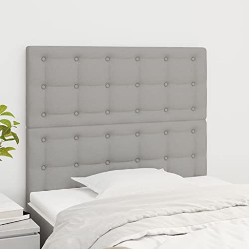 2er Set Kopfteile Hellgrau Stoff 100x5x78/88 cm, Höhenverstellbar für Bettgestelle, Langlebige Bettkopfteile mit Holzbeinen, Klassisches Design für Schlafzimmer 2er Set Kopfteile Hellgrau Stoff 100x5x78/88 cm, Höhenverstellbar für Bettgestelle, Langlebige Bettkopfteile mit Holzbeinen, Klassisches Design für Schlafzimmer von Mandloder