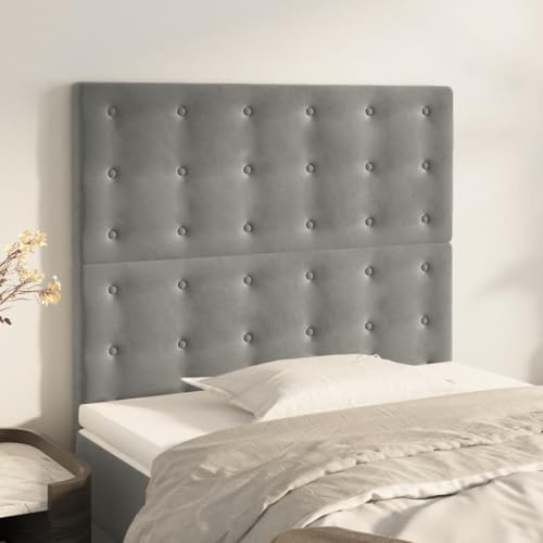 2er-Set Kopfteile Hellgrau aus weichem Samt, 80x5x78/88 cm für Bett, verstellbar, stilvolle Wandpaneele für Schlafzimmer, bequemer Wandschutz 2er-Set Kopfteile Hellgrau aus weichem Samt, 80x5x78/88 cm für Bett, verstellbar, stilvolle Wandpaneele für Schlafzimmer, bequemer Wandschutz von Mandloder