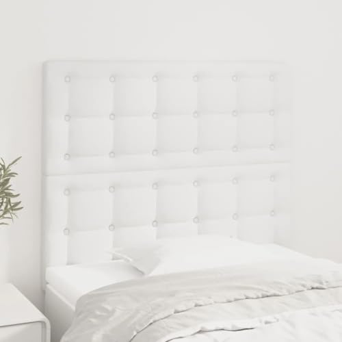 2er Set Kopfteile Weiß 90x5x78/88 cm aus Kunstleder, Höhenverstellbares Bett-Kopfteil für Schlafzimmer und Gästezimmer, Robustes Wandpolster mit Holzbeinen von Mandloder