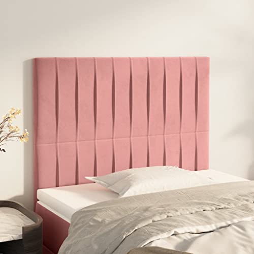 2er-Set Samt Kopfteile, Rosa 90x5x78/88 cm, Höhenverstellbare Wandkissen für Schlafzimmer, Weiches Rückenpolster für Komfort und Unterstützung von Mandloder