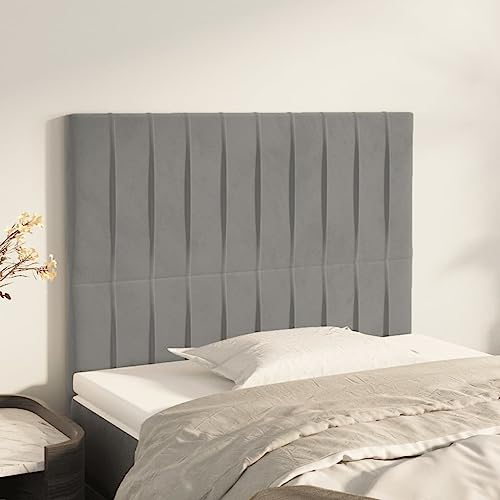 2er-Set Samt Kopfteile Hellgrau 90x5x78/88 cm für Bettrahmen, Höhenverstellbare Wandpolster mit Holzbeinen, Stilvoller Wandschutz für Schlafzimmer & Gästezimmer von Mandloder