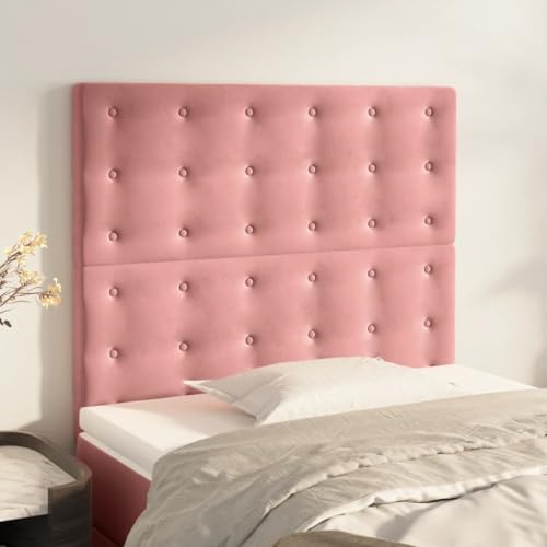2er-Set Samt Kopfteile Rosa 100x5x78/88 cm für Einzelbetten, Höhenverstellbare Wandpolster mit Holzbeinen, Komfortable Rückenlehne für Schlafzimmer 2er-Set Samt Kopfteile Rosa 100x5x78/88 cm für Einzelbetten, Höhenverstellbare Wandpolster mit Holzbeinen, Komfortable Rückenlehne für Schlafzimmer von Mandloder