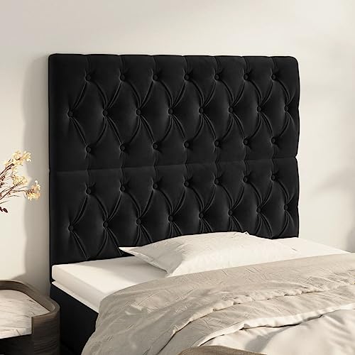2er-Set Samt Kopfteile Schwarz, 90x7x78/88 cm, Höhenverstellbar für Schlafzimmer Betten, Weiche Wandpolster Rückenlehne, Robuste Holzbeine von Mandloder