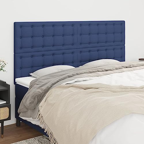 4 STK. Blaues Kopfteil, 90x5x78/88 cm, weicher Stoff, verstellbar, langlebige Holzbeine, ideal für Bettrahmen, Schlafzimmer, Wandkissen, Rückenpolster 4 STK. Blaues Kopfteil, 90x5x78/88 cm, weicher Stoff, verstellbar, langlebige Holzbeine, ideal für Bettrahmen, Schlafzimmer, Wandkissen, Rückenpolster von Mandloder