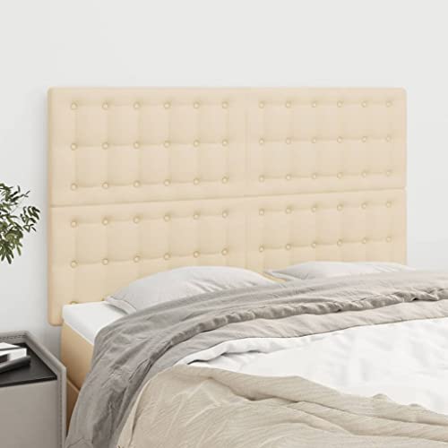 4 STK. Creme Kopfteil Set, 72x5x78/88 cm, Stoff, Höhenverstellbar, Robuste Holzbeine, für Schlafzimmer, Atmungsaktiv & Langlebig, Elegantes Design von Mandloder