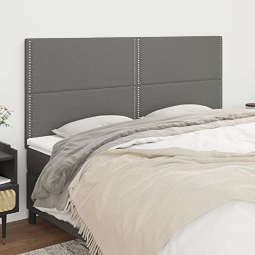 4 STK. Dunkelgrau Kopfteile für Bett, 80x5x78/88 cm Stoff, Höhenverstellbare Wandpaneele mit Holzbeinen, Elegantes Polsterbett Headboard für Schlafzimmer Komfort von Mandloder