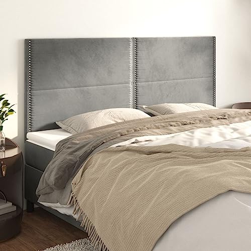 4 STK. Hellgrau Samt Kopfteile, 80x5x78/88 cm, Höhenverstellbar, Weich Gepolstert, Robuste Holzbeine, Elegantes Design für Schlafzimmer Wandpaneele 4 STK. Hellgrau Samt Kopfteile, 80x5x78/88 cm, Höhenverstellbar, Weich Gepolstert, Robuste Holzbeine, Elegantes Design für Schlafzimmer Wandpaneele von Mandloder