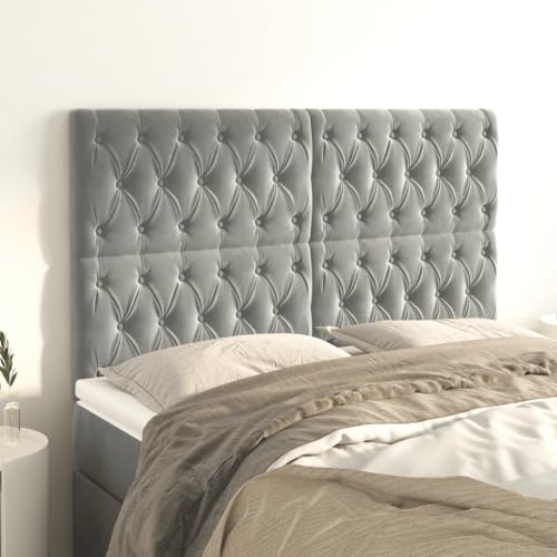 4 STK. Hellgraue Kopfteile 80x7x78/88 cm aus weichem Samt, höhenverstellbar für Betten, stilvolle Wandpaneele, komfortabler Rückenschutz 4 STK. Hellgraue Kopfteile 80x7x78/88 cm aus weichem Samt, höhenverstellbar für Betten, stilvolle Wandpaneele, komfortabler Rückenschutz von Mandloder