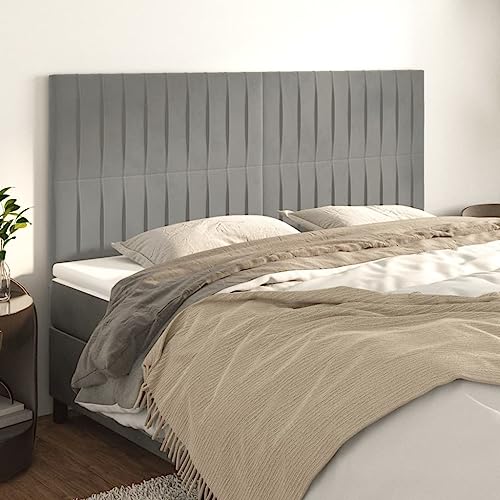 4 STK. Kopfteil Hellgrau, 100x5x78/88 cm, weicher Samtstoff, höhenverstellbar für Schlafzimmer, robuste Holzbeine, komfortabler Wandschutz 4 STK. Kopfteil Hellgrau, 100x5x78/88 cm, weicher Samtstoff, höhenverstellbar für Schlafzimmer, robuste Holzbeine, komfortabler Wandschutz von Mandloder