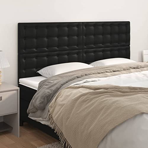 4 Stück Schwarze Kunstleder Kopfteile, 100x5x78/88 cm, Höhenverstellbare Wandpaneele für Doppelbetten, Langlebiger Wandschutz im Schlafzimmer 4 Stück Schwarze Kunstleder Kopfteile, 100x5x78/88 cm, Höhenverstellbare Wandpaneele für Doppelbetten, Langlebiger Wandschutz im Schlafzimmer von Mandloder