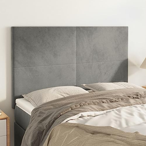4 Stück hellgraue Samt Kopfteile, verstellbar, 72x5x78/88 cm, weich gepolstert, Wandpaneele für Schlafzimmer, gemütliches Ambiente 4 Stück hellgraue Samt Kopfteile, verstellbar, 72x5x78/88 cm, weich gepolstert, Wandpaneele für Schlafzimmer, gemütliches Ambiente von Mandloder