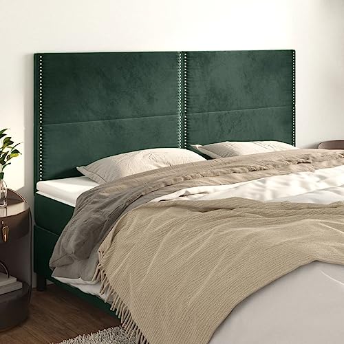 4X Dunkelgrün Samt Kopfteile, 100x5x78/88 cm, Höhenverstellbare Wandpaneele für Komfort, Elegantes Design mit Nieten, Robuste Holzbeine für Stabilität 4X Dunkelgrün Samt Kopfteile, 100x5x78/88 cm, Höhenverstellbare Wandpaneele für Komfort, Elegantes Design mit Nieten, Robuste Holzbeine für Stabilität von Mandloder