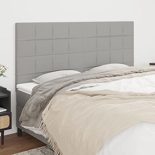 4X Kopfteil Hellgrau, 80x5x78/88 cm, Stoffbezug, Höhenverstellbar, Robuste Holzbeine für Bett, Wandpaneele 4X Kopfteil Hellgrau, 80x5x78/88 cm, Stoffbezug, Höhenverstellbar, Robuste Holzbeine für Bett, Wandpaneele von Mandloder