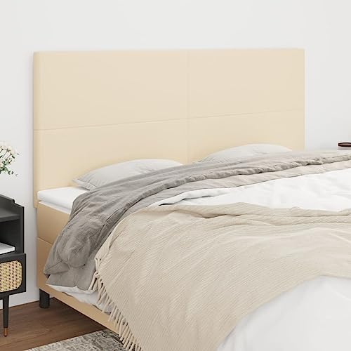 4er-Set Creme Stoff Kopfteile, 100x5x78/88 cm, Höhenverstellbar, Robuste Holzbeine, Atmungsaktives Textil für Bett, Wandschutz, Ideal zum Lesen und Entspannen von Mandloder