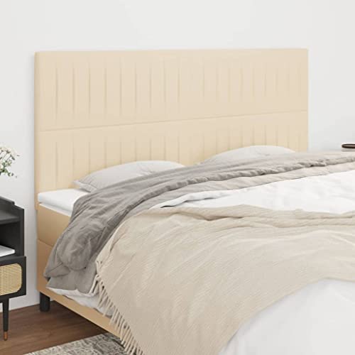 4er Set Creme Stoff Kopfteile 100x5x78/88 cm, Höhenverstellbar für Einzelbetten, Robustes Polster Headboard Wandkissen mit Holzbeinen 4er Set Creme Stoff Kopfteile 100x5x78/88 cm, Höhenverstellbar für Einzelbetten, Robustes Polster Headboard Wandkissen mit Holzbeinen von Mandloder