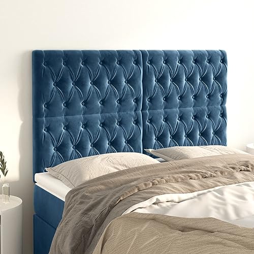 4er-Set Dunkelblau Kopfteile, 72x5x78/88 cm Samt, Höhenverstellbar, Weiches Rückenpolster für Einzelbetten, Klassisches Design Wandpaneele 4er-Set Dunkelblau Kopfteile, 72x5x78/88 cm Samt, Höhenverstellbar, Weiches Rückenpolster für Einzelbetten, Klassisches Design Wandpaneele von Mandloder