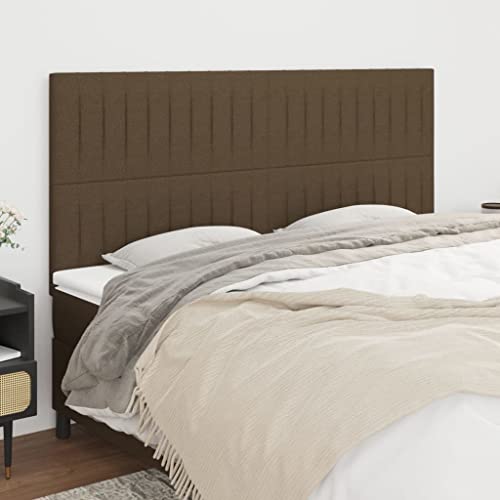 4er-Set Dunkelbraune Bett Kopfteile aus Stoff, Höhenverstellbar, 90x5x78/88 cm, Stabile Holzbeine, Ideal als Wandpolster & Wandschutz für Schlafzimmer Komfort 4er-Set Dunkelbraune Bett Kopfteile aus Stoff, Höhenverstellbar, 90x5x78/88 cm, Stabile Holzbeine, Ideal als Wandpolster & Wandschutz für Schlafzimmer Komfort von Mandloder